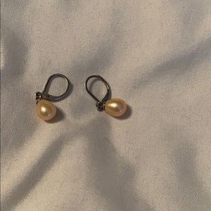 Pink pearl earrings